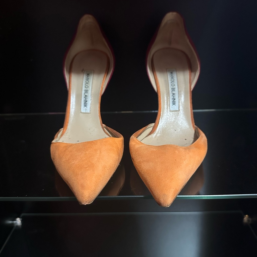 Manolo Blahnik Color Block Heels Sleek Suede
